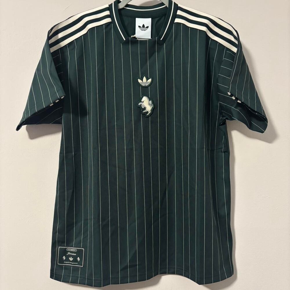 Adidas juventus dark green and cream stripe jersey size S mens